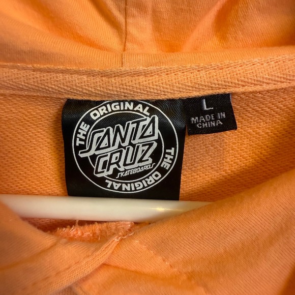 Santa Cruz Hoodie Mens Size L Orange Striped Pullover Sweatshirt Skate - Picture 4 of 5